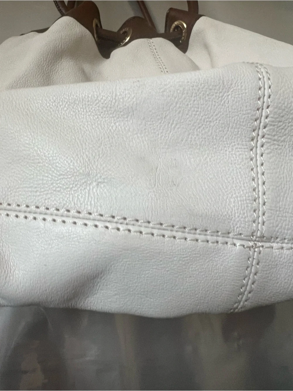 *PROJECT BAG** MICHAEL Michael Kors White and Brown Leather Shoulder Tote.